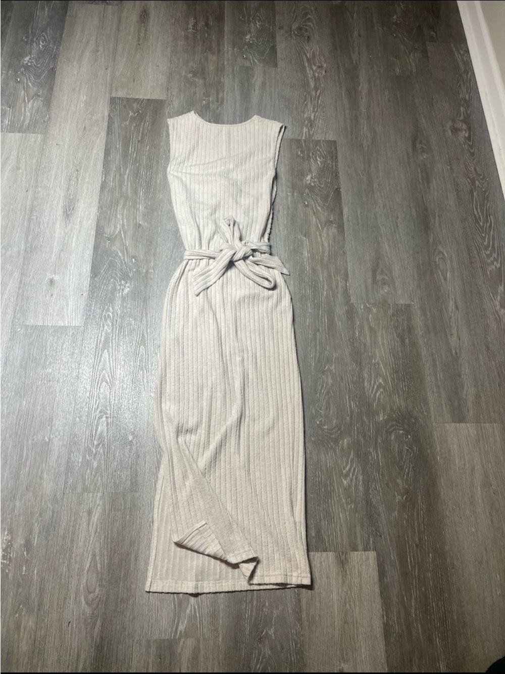 Source Unknown Sleeveless Ribbed Midi Dress - Light Beige